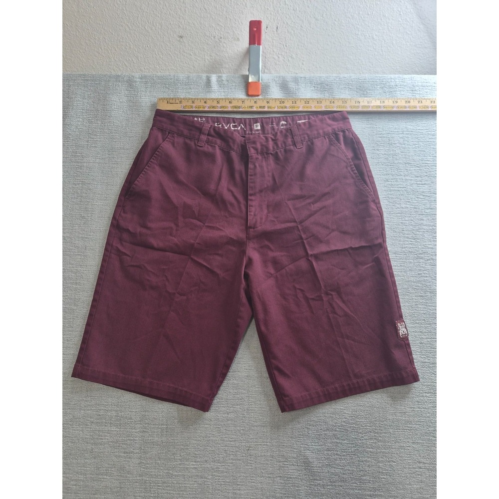 RVCA Chino Shorts Mens 32 Maroon Stretch Logo Casual Performance Everyday Wear